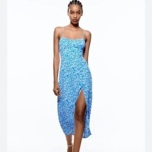 Zara Blue Floral Corset Dress